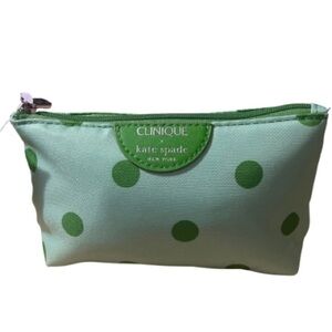 NWT Clinique x Kate Spade Mint Green Polka Dot Cosmetic Zip Bag